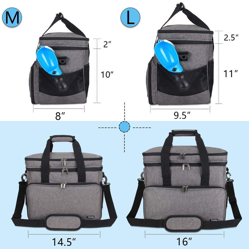 Teamoy Double Layer Dog Travel Bag, Dog Bag for Supplies with 2 Silicone Collapsible Bowls, 2 Food Carriers, 1 Water-Resistant Placemat, Pet Supplies Weekend Tote Organizer (Large, Gray) - Image 5